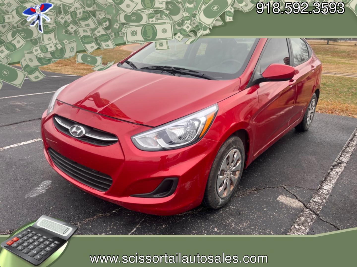 2017 RED HYUNDAI ACCENT SE SE 4-Door 6M (KMHCT4AE0HU) with an 1.6L L4 DOHC 16V engine, 6M transmission, located at 8101 E. Skelly Dr., Tulsa, OK, 74129, (918) 592-3593, 36.121891, -95.888802 - Photo#0